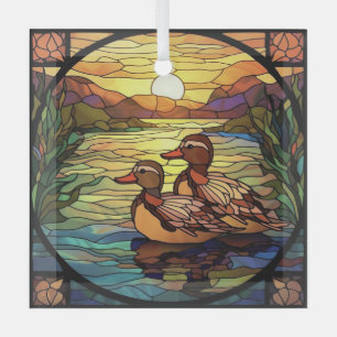 Buntglas Kunst, Süße Gans im Buntglasstil  Ornament Aus Glas