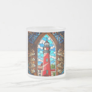 Buntglas-Leuchtturm Mattglastasse