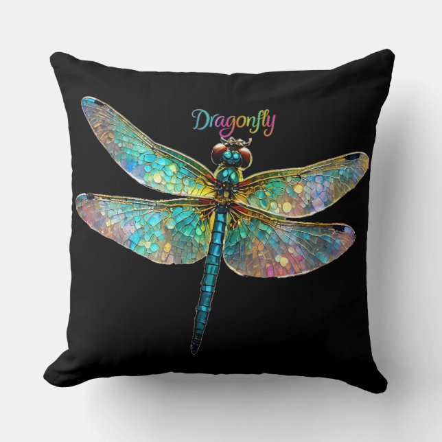 Buntglas Libelle Kissen (Vorderseite)