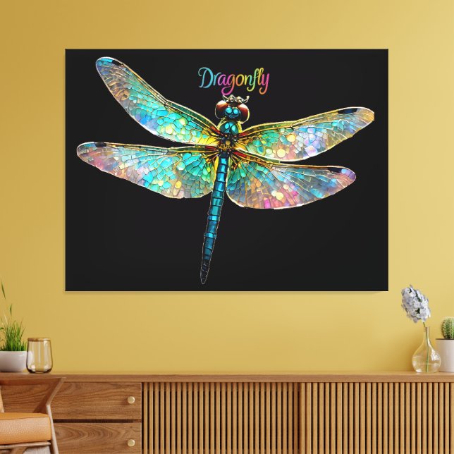 Buntglas Libelle Leinwanddruck (Insitu (Wohnzimmer))