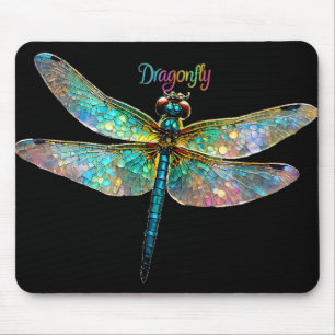 Buntglas Libelle Mousepad