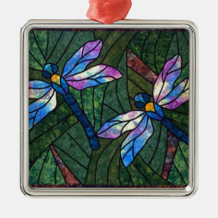 Buntglas-Libellen Ornament Aus Metall