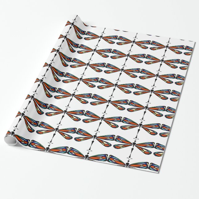 Buntglas-Libellen-Packpapier Geschenkpapier (Ungerollt)