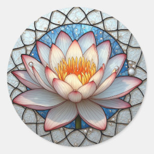 Buntglas-Lotus für Naturliebhaber Runder Aufkleber