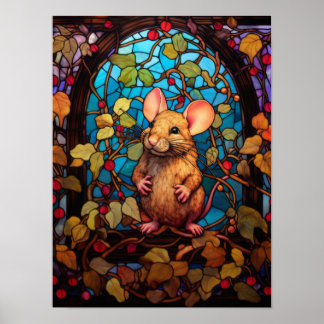 Buntglas-Mäuse im Botanischen Garten Poster
