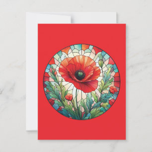 Buntglas-Mohn Postkarte