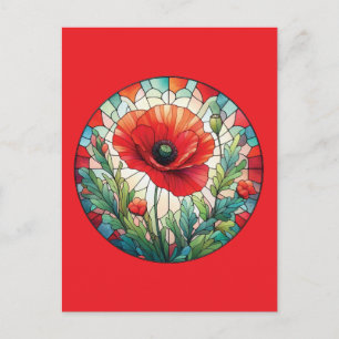 Buntglas-Mohn Postkarte