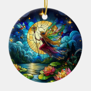 Buntglas Mondlicht Flug Fee Keramik Ornament
