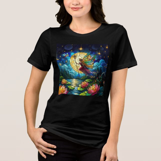Buntglas-Mondlicht-Flugfee  Tri-Blend Shirt (Vorderseite)