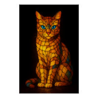 Buntglas-Mosaikkatze mit blauen Augen