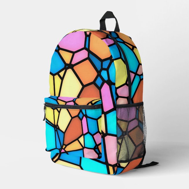 Buntglas-Muster  Bedruckter Rucksack (Rückseitige Ecke Rechts)