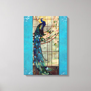 Buntglas-Pfau Leinwanddruck