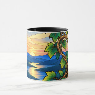Buntglas-Rebenherz-Landschaft Tasse