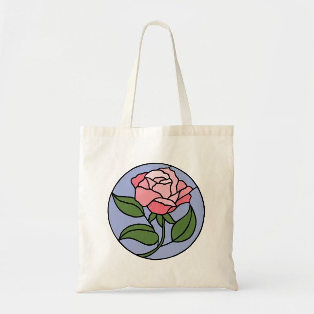 Buntglas-Rose Tragetasche (Vorne)