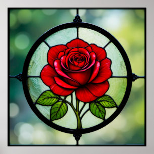 Buntglas-Rosette Poster