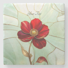 Buntglas-Rot-Blumen-Stein-Getränkeuntersetzer Steinuntersetzer