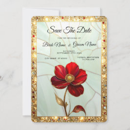 Buntglas-Rote-Blume-Save-the-Date Save The Date