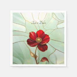 Buntglas-Rote Blume Serviette
