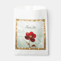 Buntglas-Rote-Blumen-Geschenktüte