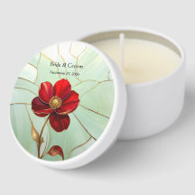 Buntglas-Rote-Blumen-Mini-Kerzen-Geschenke