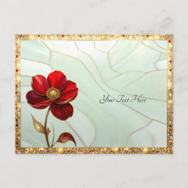 Buntglas-Rote-Blumen-Postkarte Postkarte