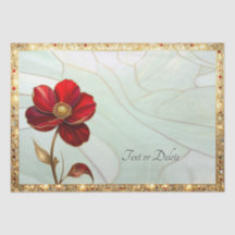 Buntglas-Rote-Blumen-Seidenpapier