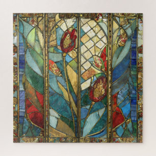 Buntglas Rote Mohnblumen Hauptmann bei Sonnenaufga