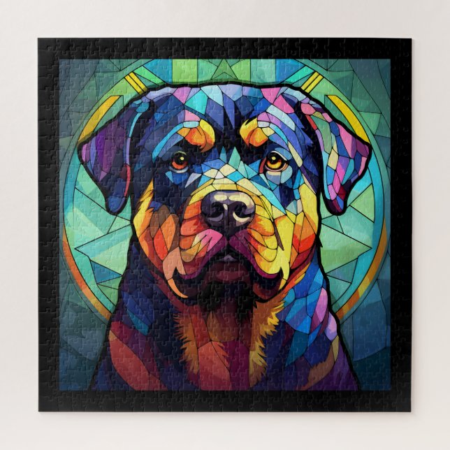 Buntglas Rottweiler  (Vertikal)