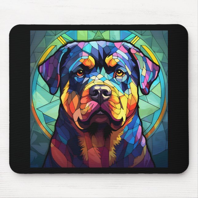 Buntglas-Rottweiler Mousepad (Vorne)