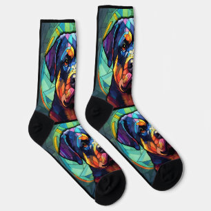 Buntglas Rottweiler Socken