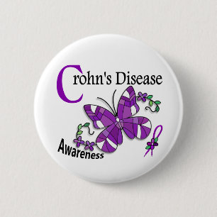 Buntglas-Schmetterling2 Crohns Krankheit Button