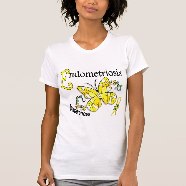 Buntglas-Schmetterling2 Endometriosis T-Shirt (Vorderseite)