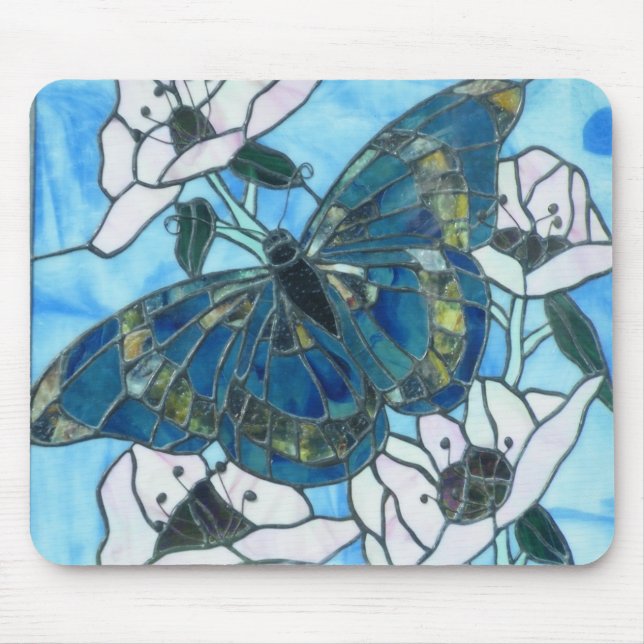 Buntglas-Schmetterling Mousepad (Vorne)