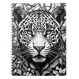 Buntglas Schwarz-weißer Leopard Notizblock