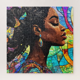 Buntglas Schwarze Frau Kunst Mosaik Puzzle