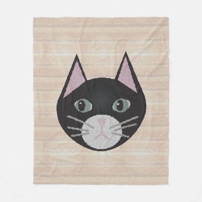 Buntglas-Schwarze Katze, Beige Fleecedecke (Vorderseite)