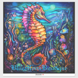 Buntglas-Seepferdchen-Aufkleber Aufkleber