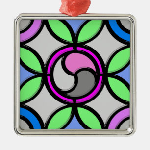 BUNTGLAS SILBERNES ORNAMENT