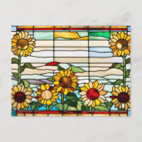 Buntglas-Sonnenblumen wachsen im Garten
