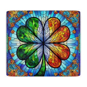 Buntglas St. Patrick's Day Irisches Kleeblatt Schneidebrett