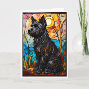 Buntglas-Stil Cairn Terrier Hund Karte