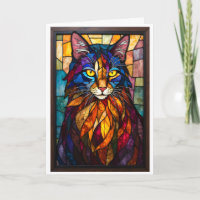 Buntglas-Stil Charmante Katze mit gelben Augen