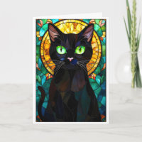 Buntglas-Stil charmante schwarze Katze grüne Augen