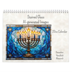 Buntglas-Stil Hanukkah-Thema für Dezember Kalender