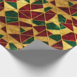Buntglas-Stil Weihnachten Rot Grün Gold Geschenkpapier