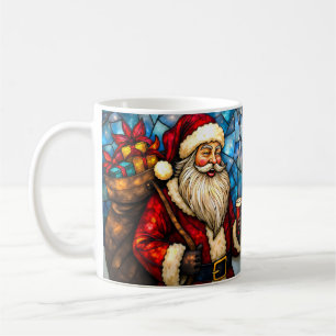 Buntglas-Stil Weihnachtsmann mit Kerze Kaffeetasse