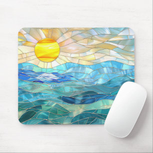 Buntglas Strand Ozean Tropischer Sonnenaufgang  Mousepad