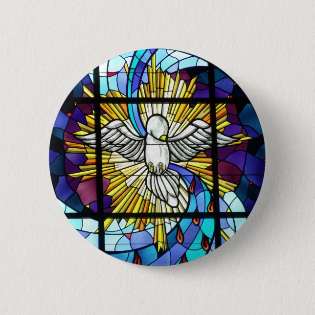 Buntglas-Taube der Friedenssammlung Button (Vorderseite)