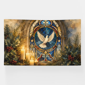 Buntglas-Tauben-Weihnachtsfenster Banner
