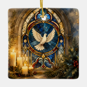 Buntglas-Tauben-Weihnachtsfenster Keramikornament